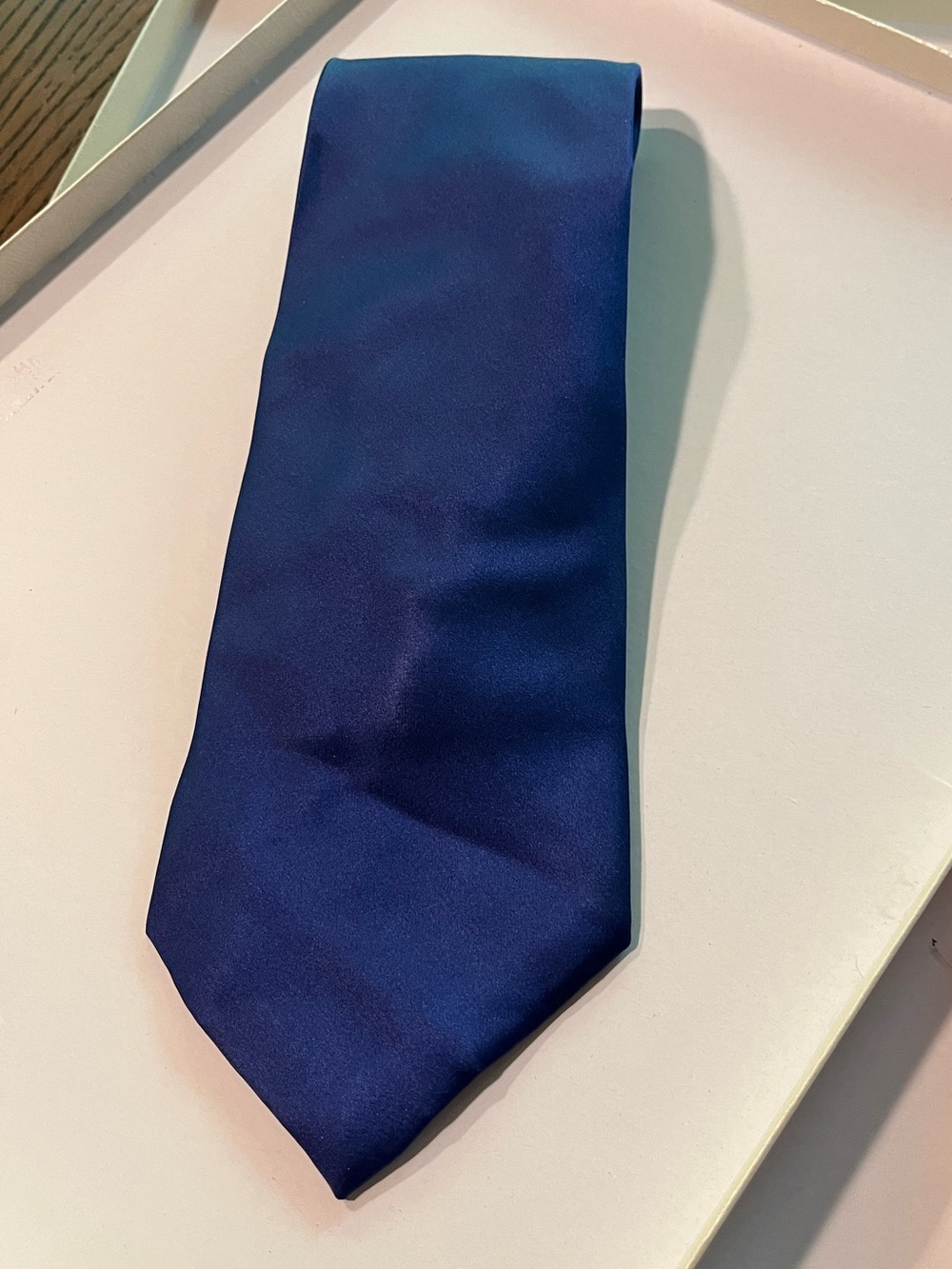Vintage Bill Robinson Solid Navy Blue Silk Necktie | Retro 4" Wide Blade